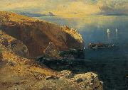 Eduard Hildebrandt Felsen bei Capri mit Fischern oil painting on canvas